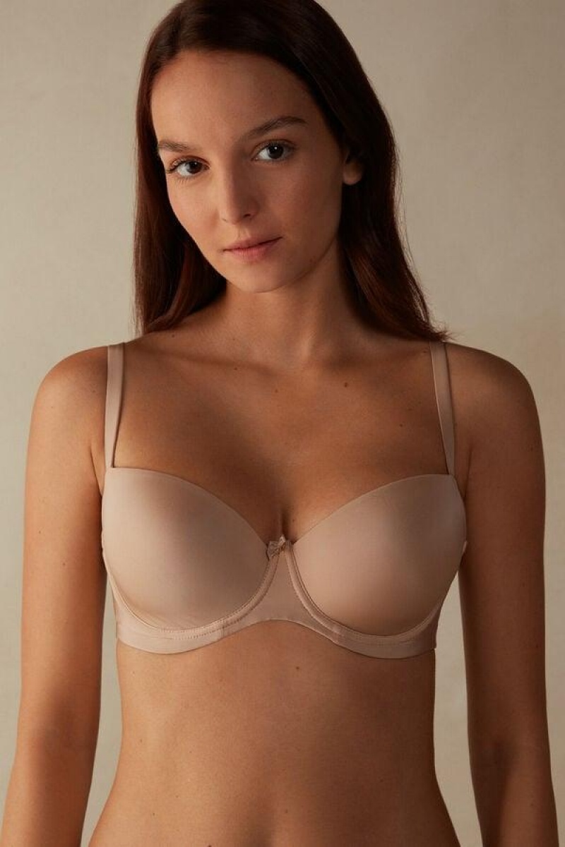 Intimissimi Sofia Balconette in Ultralight Microfiber Women\'s Bras Beige | USA 1064QZD