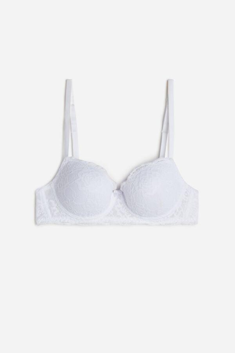 Intimissimi Sofia Lace Balconette Women's Bras White | USA 1115MAS