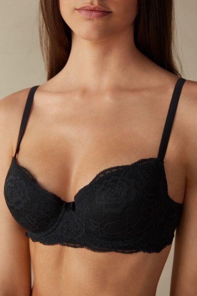 Intimissimi Sofia Lace Balconette Women's Bras Black | USA 1635MAS