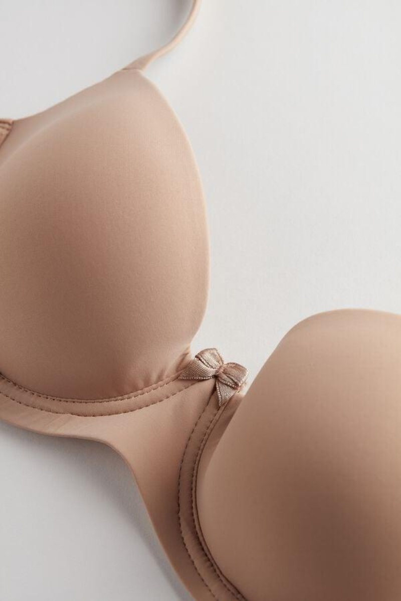 Intimissimi Sofia Microfiber Padded Balconette Women's Bras Beige | USA 1641YUK