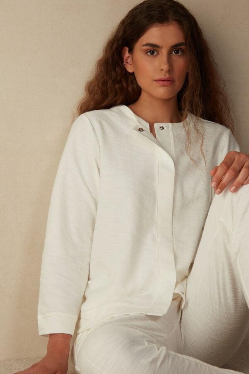 Intimissimi Soft Dreams Long Sleeve Button-Up Shirt Women's Pajamas White | USA 2171HKW