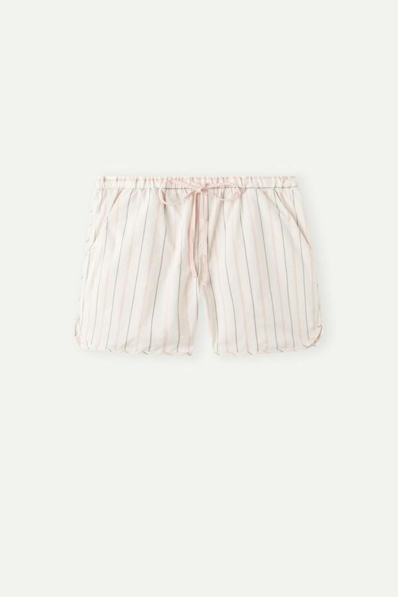 Intimissimi Soft Spring Cotton Cloth Shorts Women's Pajamas Beige / Pink Stripes | USA 1971BCP