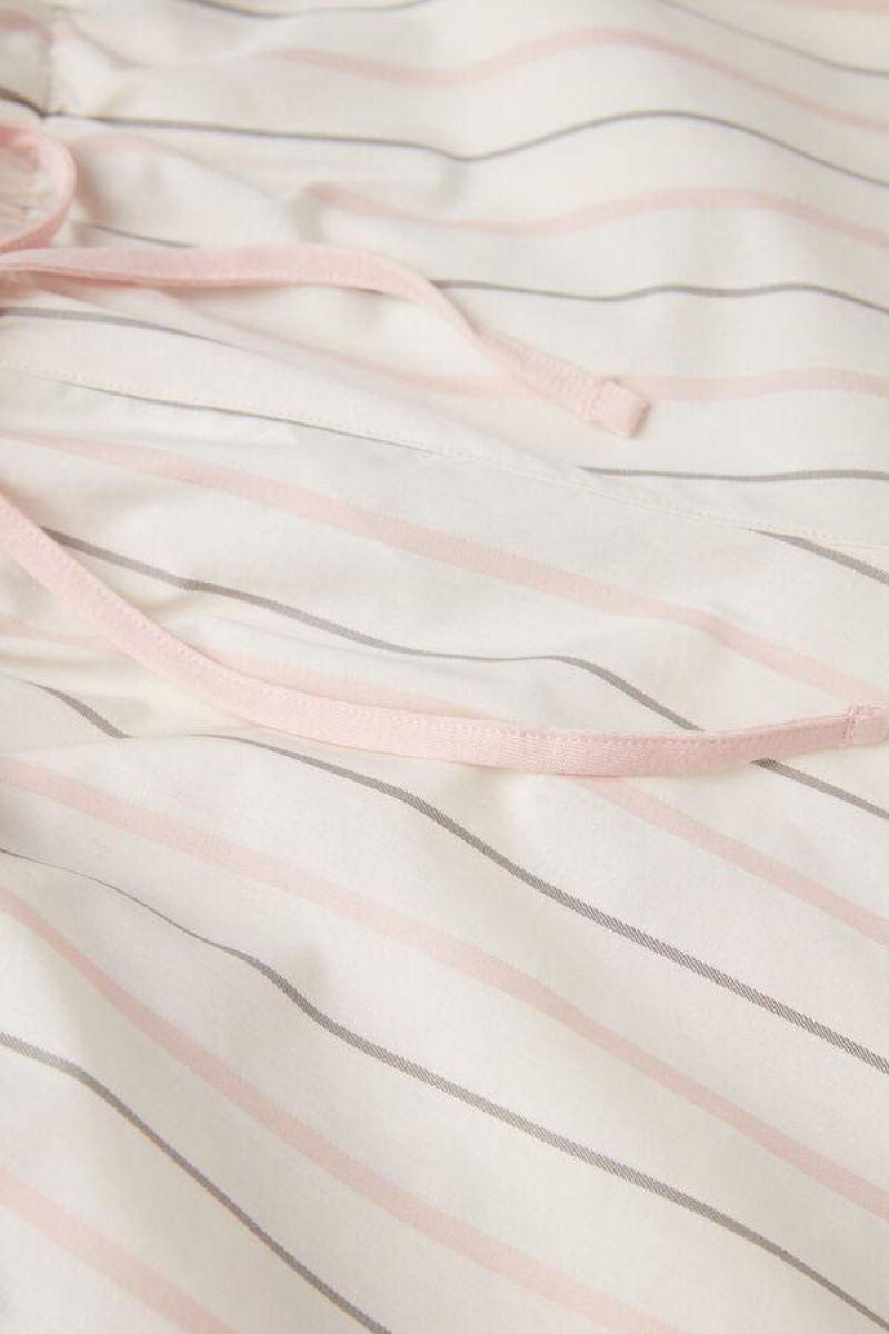 Intimissimi Soft Spring Full Length Cotton Cloth Pants Women's Pajamas Beige / Pink Stripes | USA 2031YUK