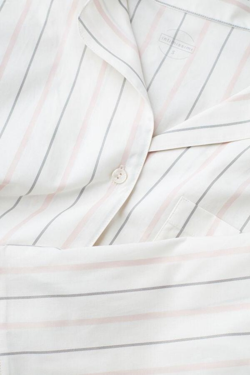 Intimissimi Soft Spring Long Sleeve Button-Up Shirt Women's Pajamas Beige / Pink Stripes | USA 2134TVJ