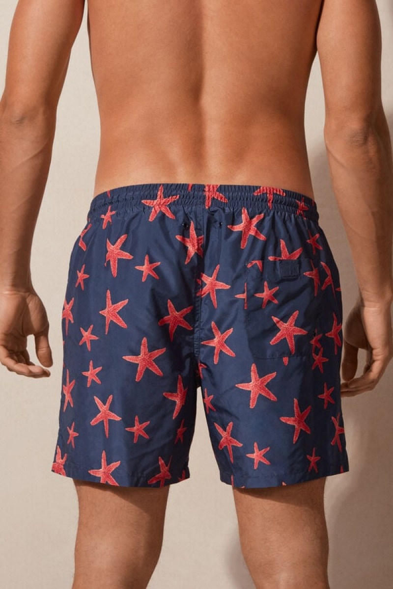 Intimissimi Starfish Print Men's Swim Trunks Blue | USA 2763JJC