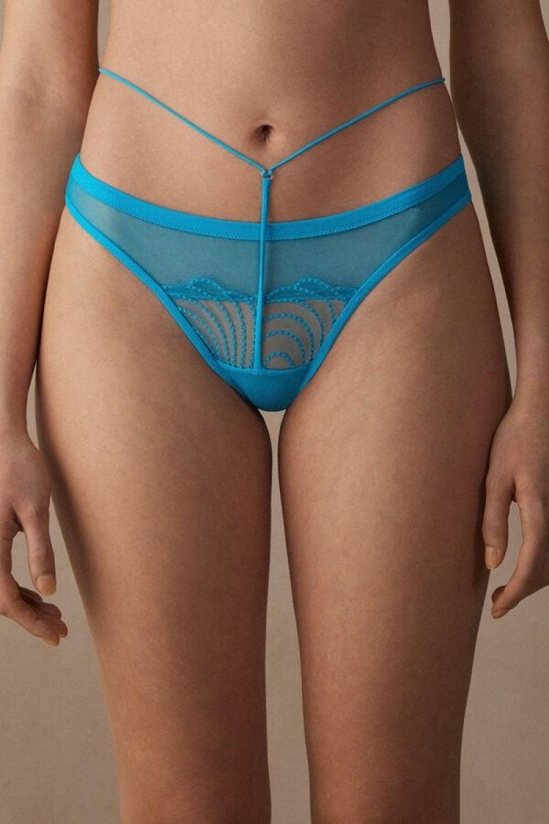 Intimissimi Steal the Show High Rise Brazilian Women\'s Panties Turquoise | USA 2479EXB