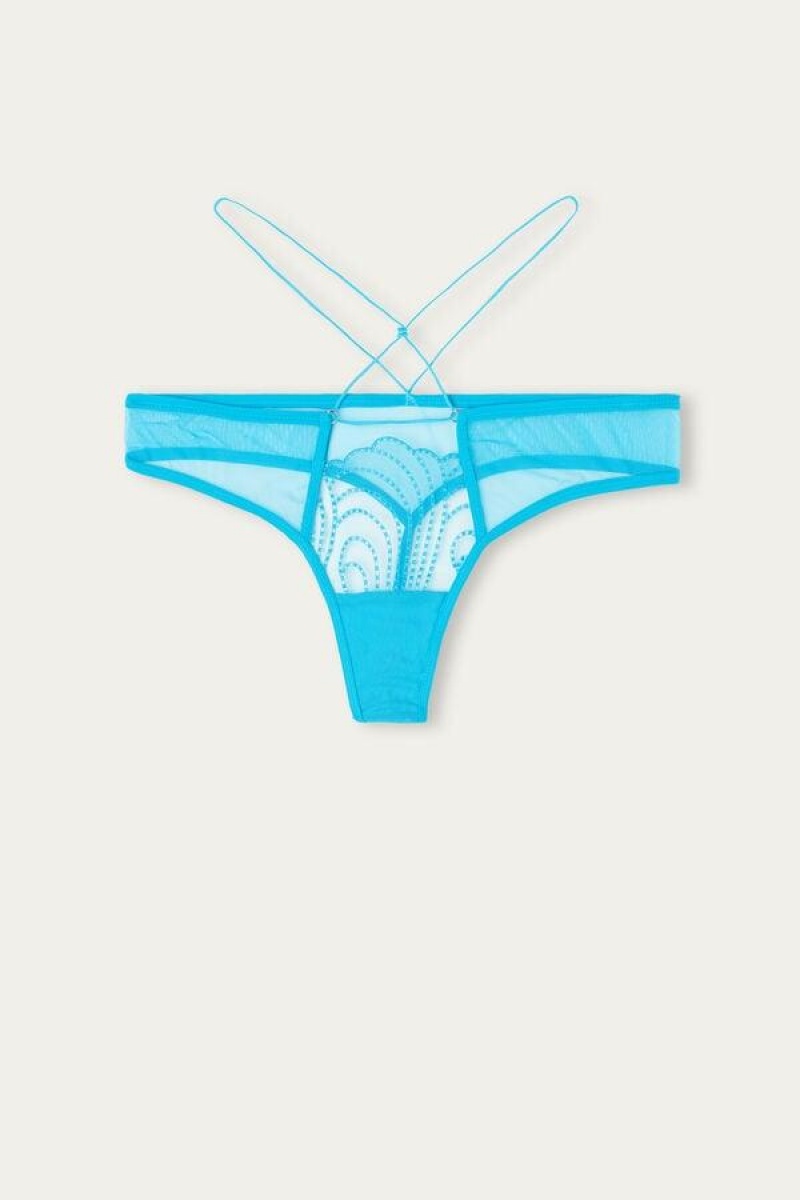 Intimissimi Steal the Show Thong Women's Panties Turquoise | USA 2248GLQ