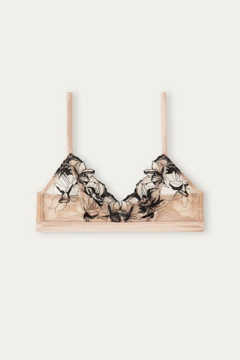 Intimissimi Stir the Senses Emma Triangle Women's Bras Beige / Black | USA 1166NBA