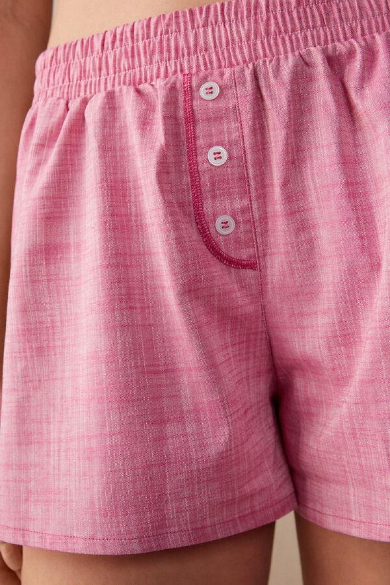 Intimissimi Strawberry Milkshake Shorts in Cotton Cloth Women's Pajamas Pink | USA 1965KIR