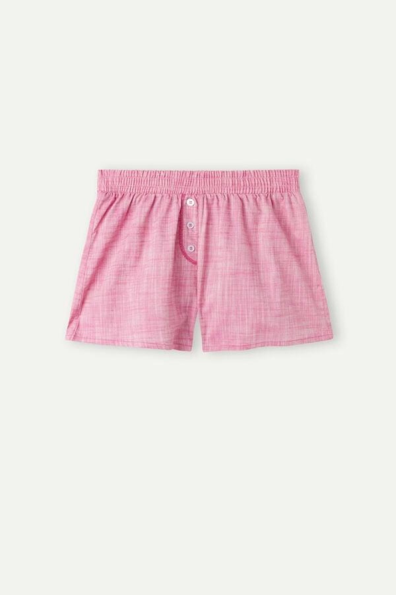 Intimissimi Strawberry Milkshake Shorts in Cotton Cloth Women's Pajamas Pink | USA 1965KIR