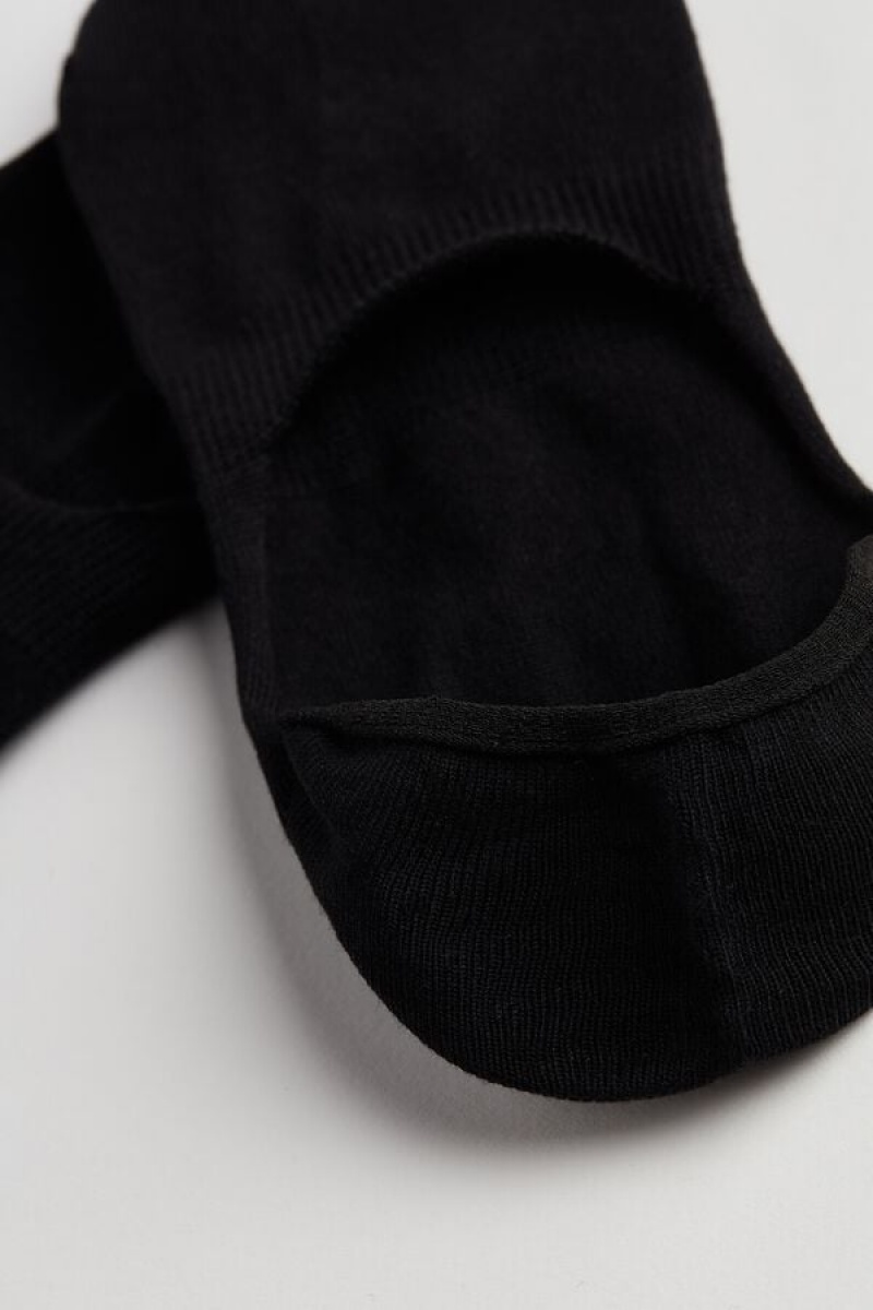 Intimissimi Stretch Cotton Footlet Men's Socks Black | USA 2791ISB