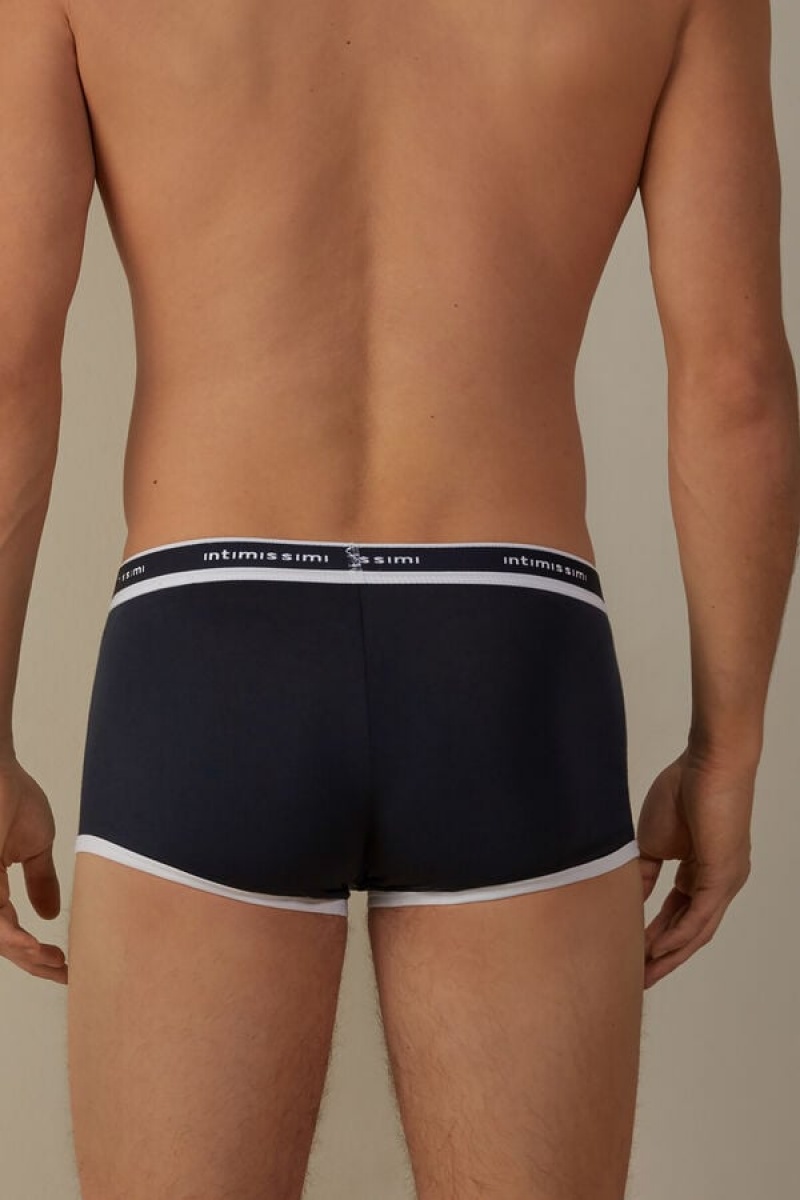 Intimissimi Stretch Supima® Cotton Shorts with Logo Detail Men's Boxer Blue / White | USA 2615VDR