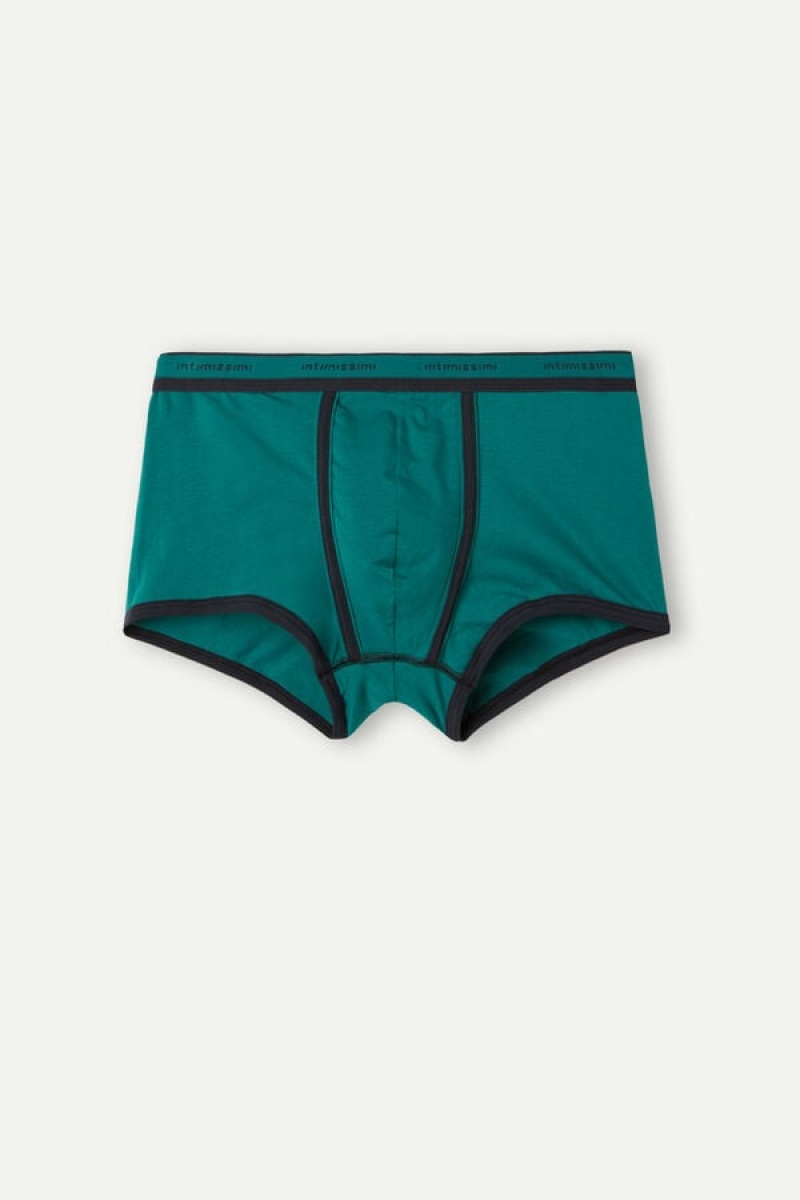 Intimissimi Stretch Supima® Cotton Shorts with Logo Detail Men's Boxer Turquoise / Green / Blue | USA 2644DNU