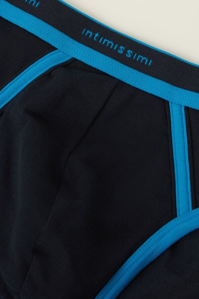 Intimissimi Stretch Supima® Cotton with Logo Detail Men's Briefs Blue | USA 2710MAX