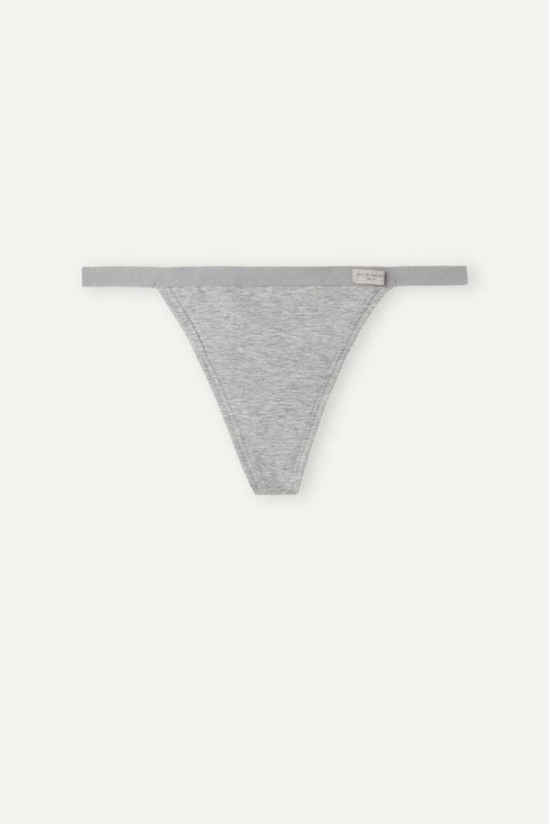 Intimissimi String Thong in Cotton Women's Panties Light Grey | USA 2275HKW