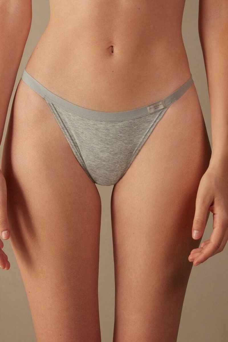 Intimissimi String Thong in Cotton Women\'s Panties Light Grey | USA 2275HKW