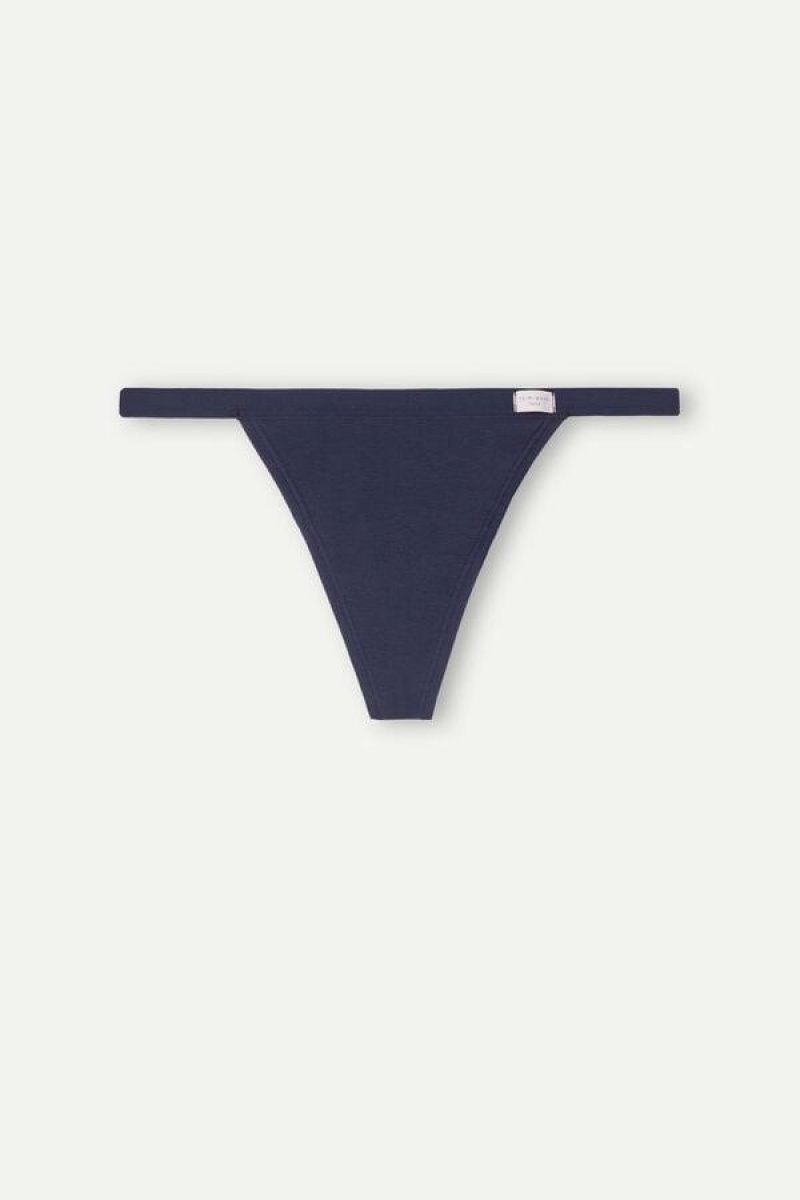 Intimissimi String Thong in Cotton Women's Panties Blue | USA 2278LHT