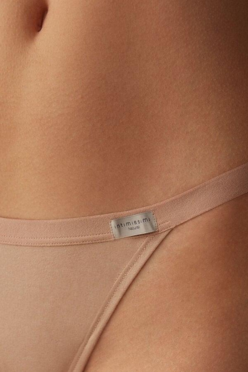 Intimissimi String Thong in Cotton Women's Panties Beige | USA 2280XFU