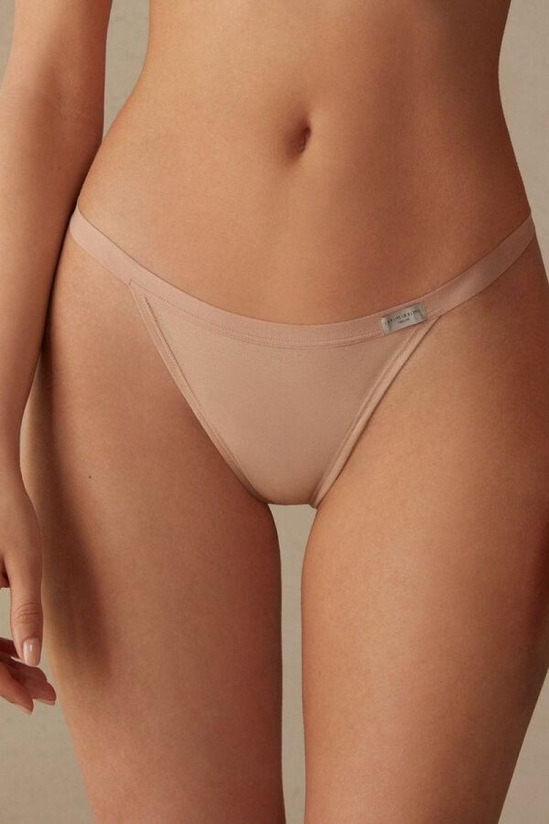 Intimissimi String Thong in Cotton Women\'s Panties Beige | USA 2280XFU