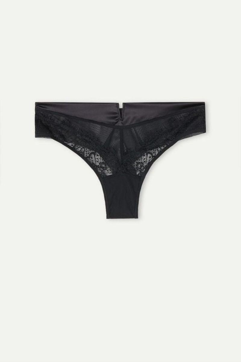 Intimissimi Stunning Beauty Brazilian Women's Panties Black | USA 2476YUX