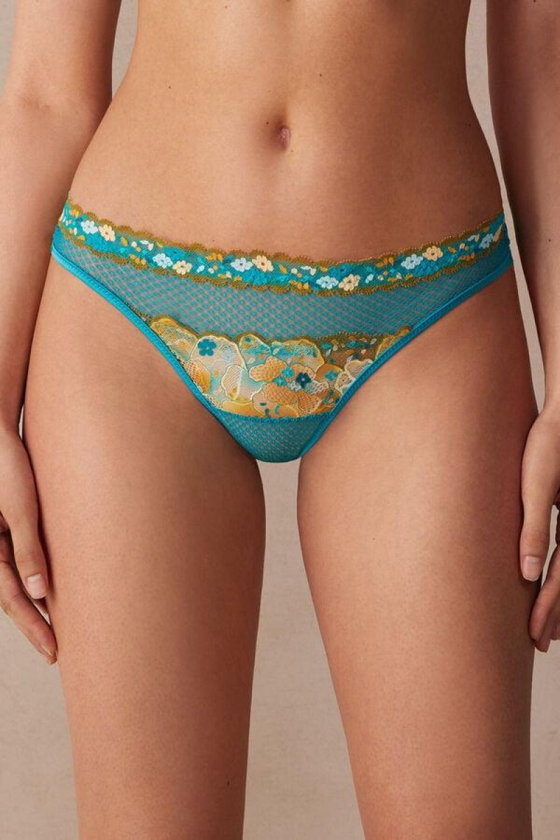 Intimissimi Summer Vibes Brazilian Women\'s Panties Turquoise Blue | USA 2455QZM