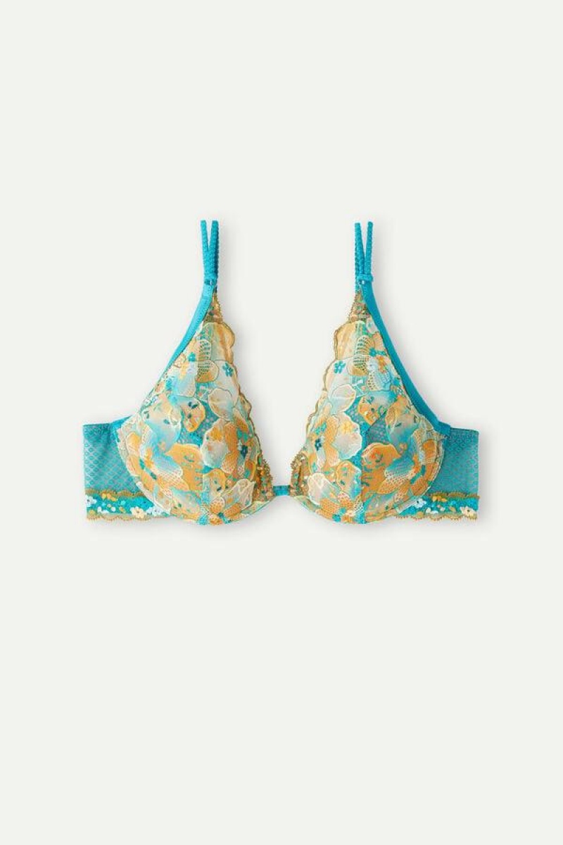 Intimissimi Summer Vibes Elena Balconette Women's Bras Turquoise Blue | USA 1458TVJ