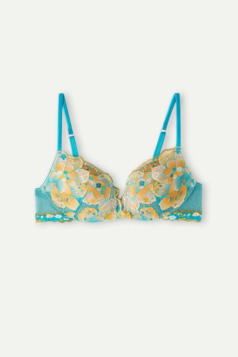 Intimissimi Summer Vibes Gioia Super Push-up Women's Bras Turquoise Blue | USA 1269BCP