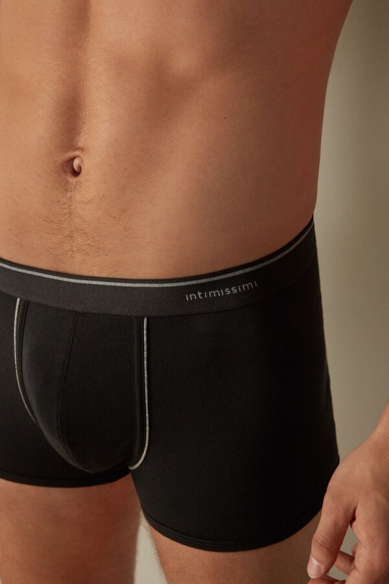 Intimissimi Supima® Cotton Men's Boxer Black / Deep Grey | USA 2596HKA