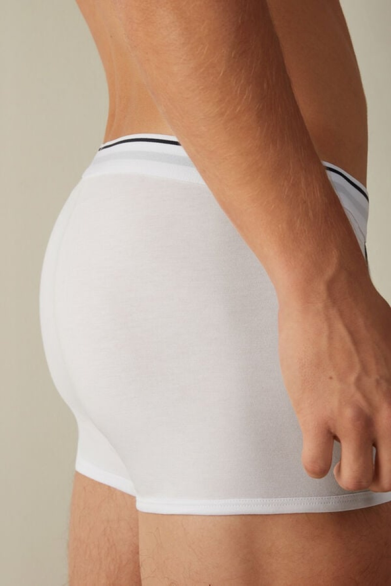 Intimissimi Supima® Cotton Men's Boxer White / Blue | USA 2577ORK