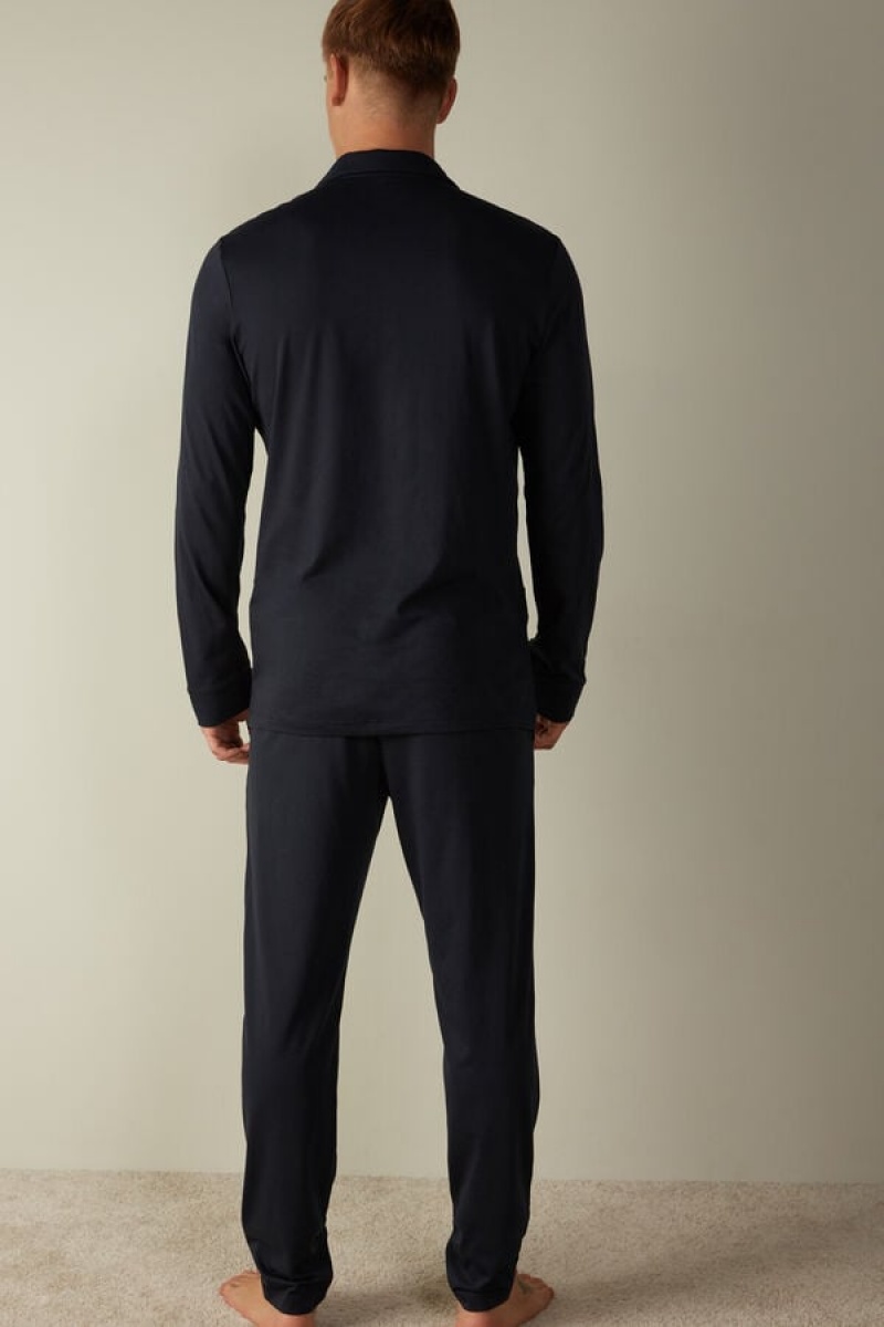 Intimissimi Supima® Cotton Men's Pajamas Blue | USA 2919RWC