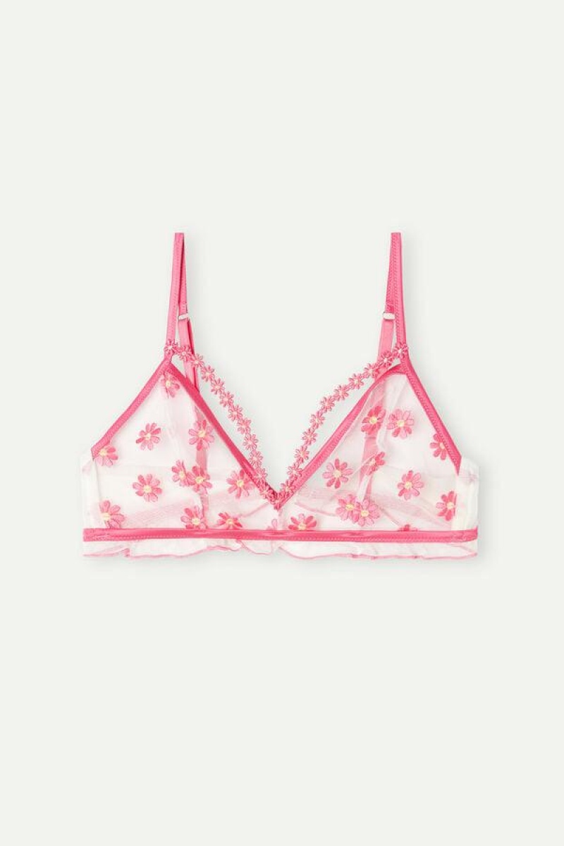 Intimissimi Sweet Like Daisies Triangle Women's Bras Fuchsia Pink / White | USA 1363FMM