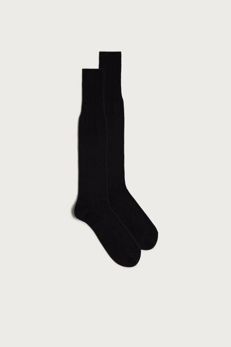 Intimissimi Tall Cashmere-Silk-Cotton Blend Men\'s Socks Black | USA 2774UTU