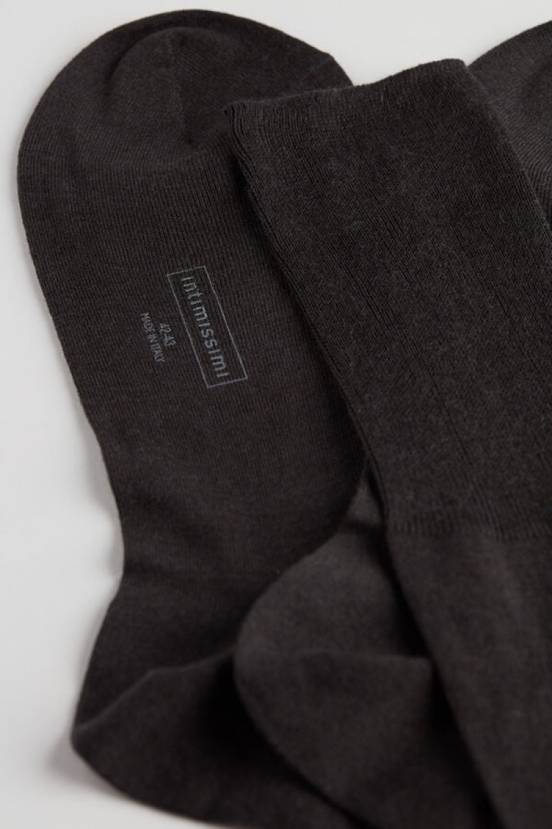 Intimissimi Tall Cashmere-Silk-Cotton Blend Men's Socks Dark Grey | USA 2775YUI