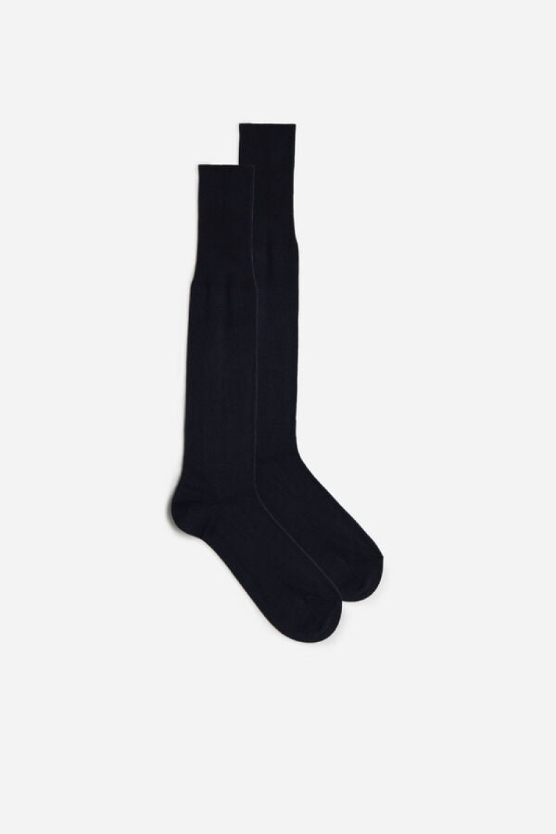 Intimissimi Tall Cashmere-Silk-Cotton Blend Men\'s Socks Blue | USA 2777RWP