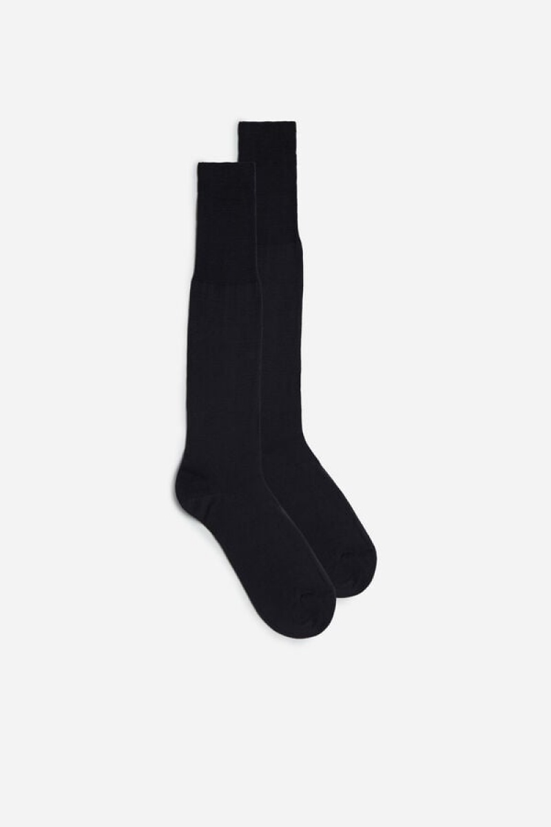 Intimissimi Tall Sateen Egyptian Cotton Men\'s Socks Dark Grey | USA 2766GLN