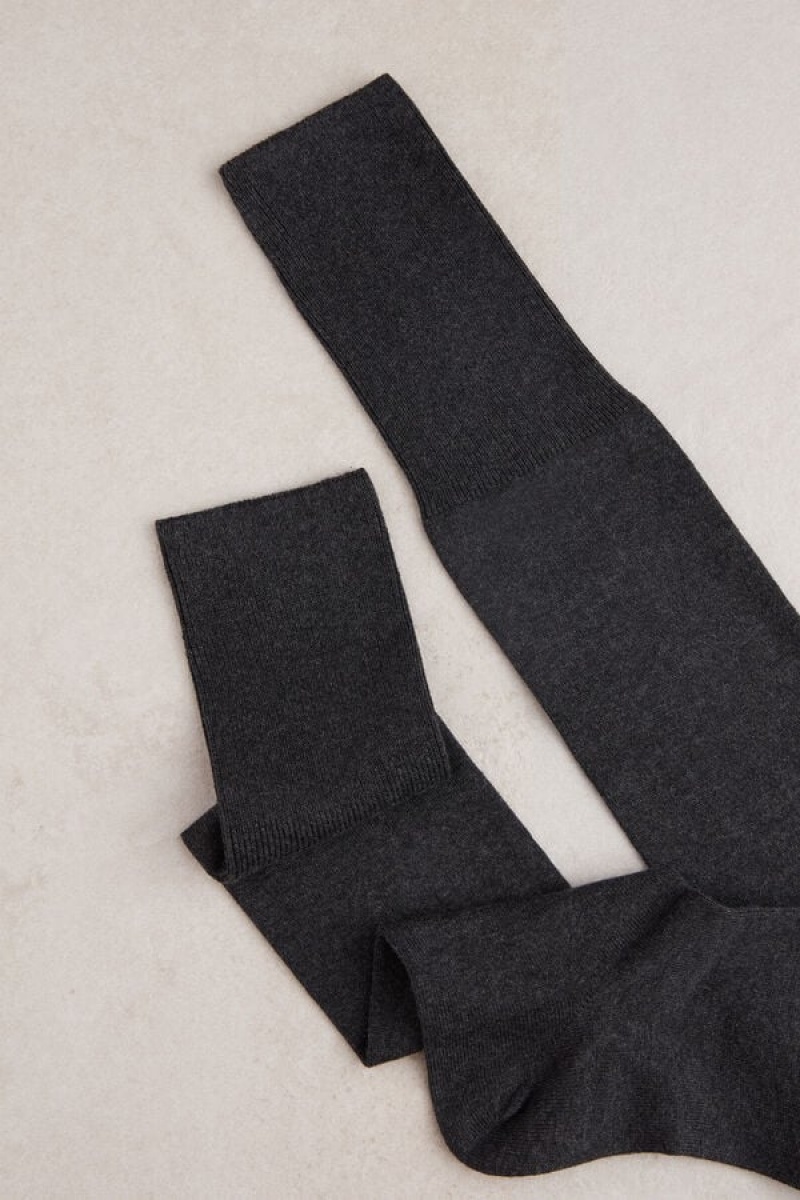 Intimissimi Tall Warm Cotton Men's Socks Dark Grey | USA 2773ISY