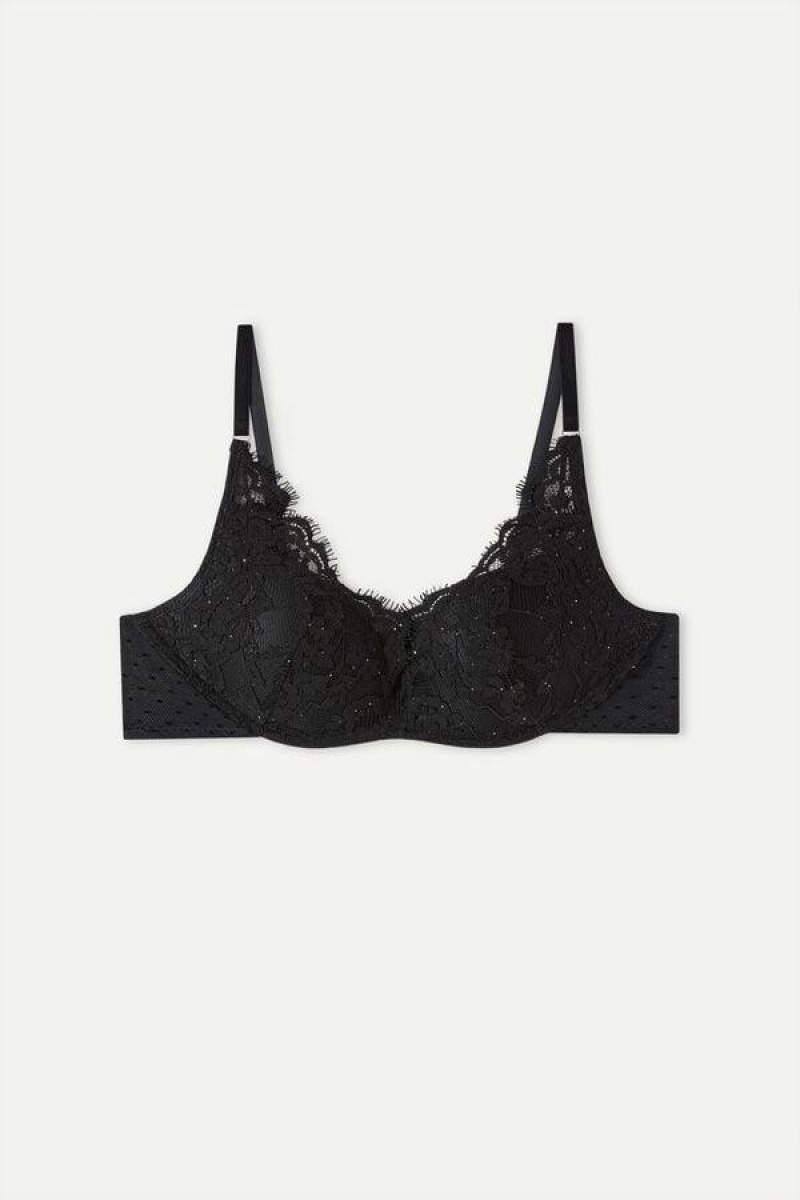 Intimissimi Time to Shine Gioia Super Push-up Women's Bras Black | USA 1292XFU