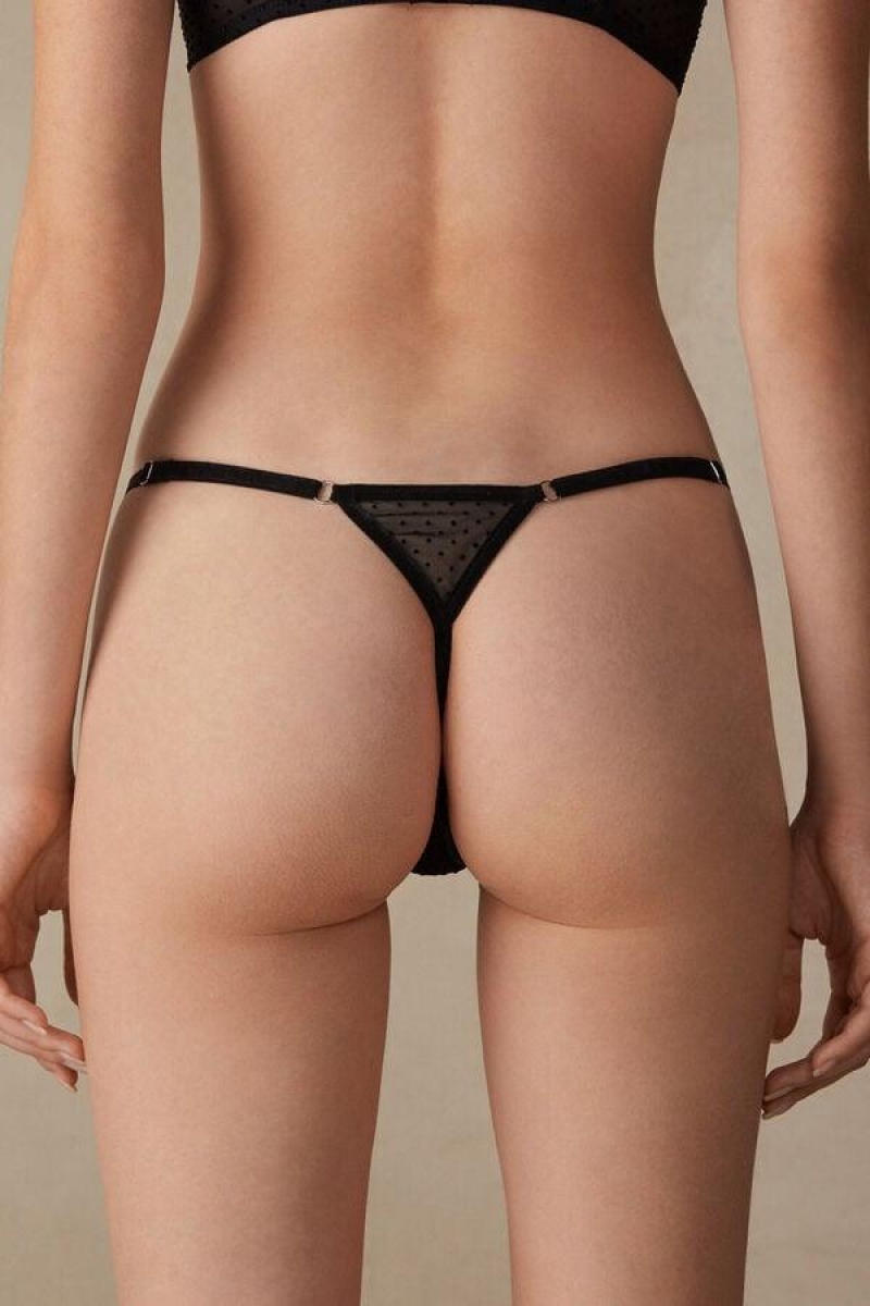 Intimissimi Time to Shine String Thong Women's Panties Black | USA 2263RWH