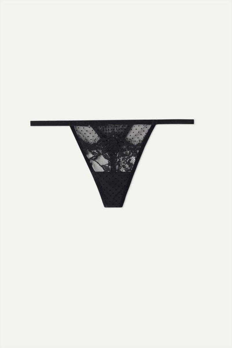 Intimissimi Time to Shine String Thong Women's Panties Black | USA 2263RWH