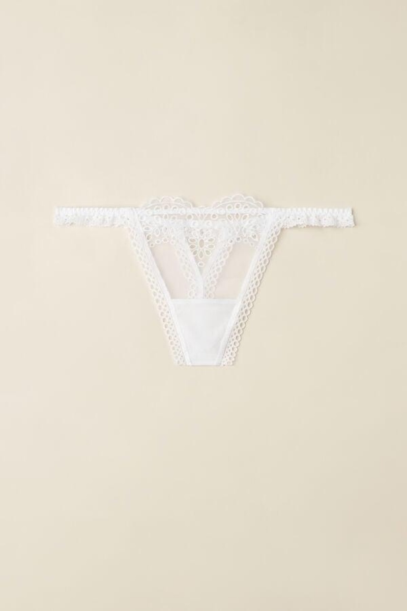 Intimissimi Timeless Simplicity String Thong Women's Panties White | USA 2232NBA