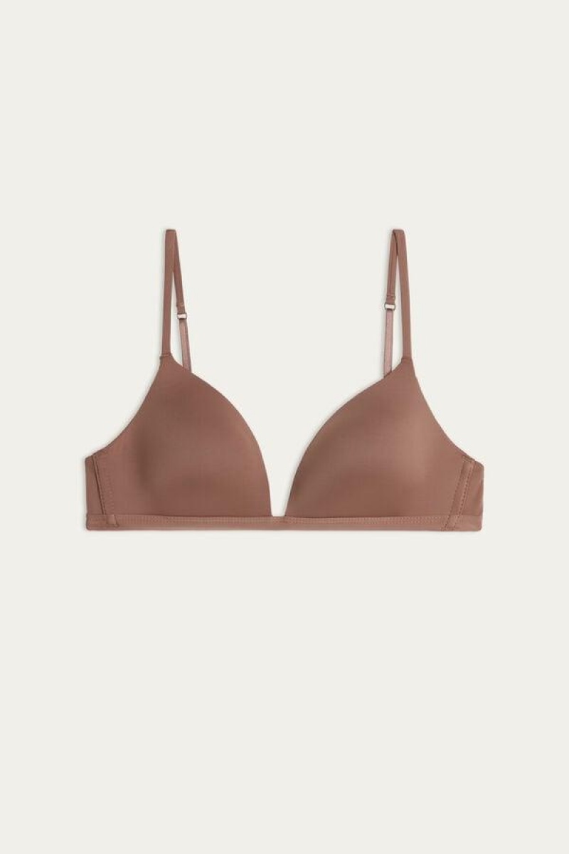 Intimissimi Tiziana Microfiber Triangle Women's Bras Dark Beige | USA 1423CEI