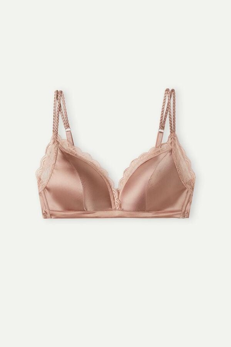 Intimissimi Tiziana Silk and Lace Triangle Women's Bras Pink | USA 1140NBA