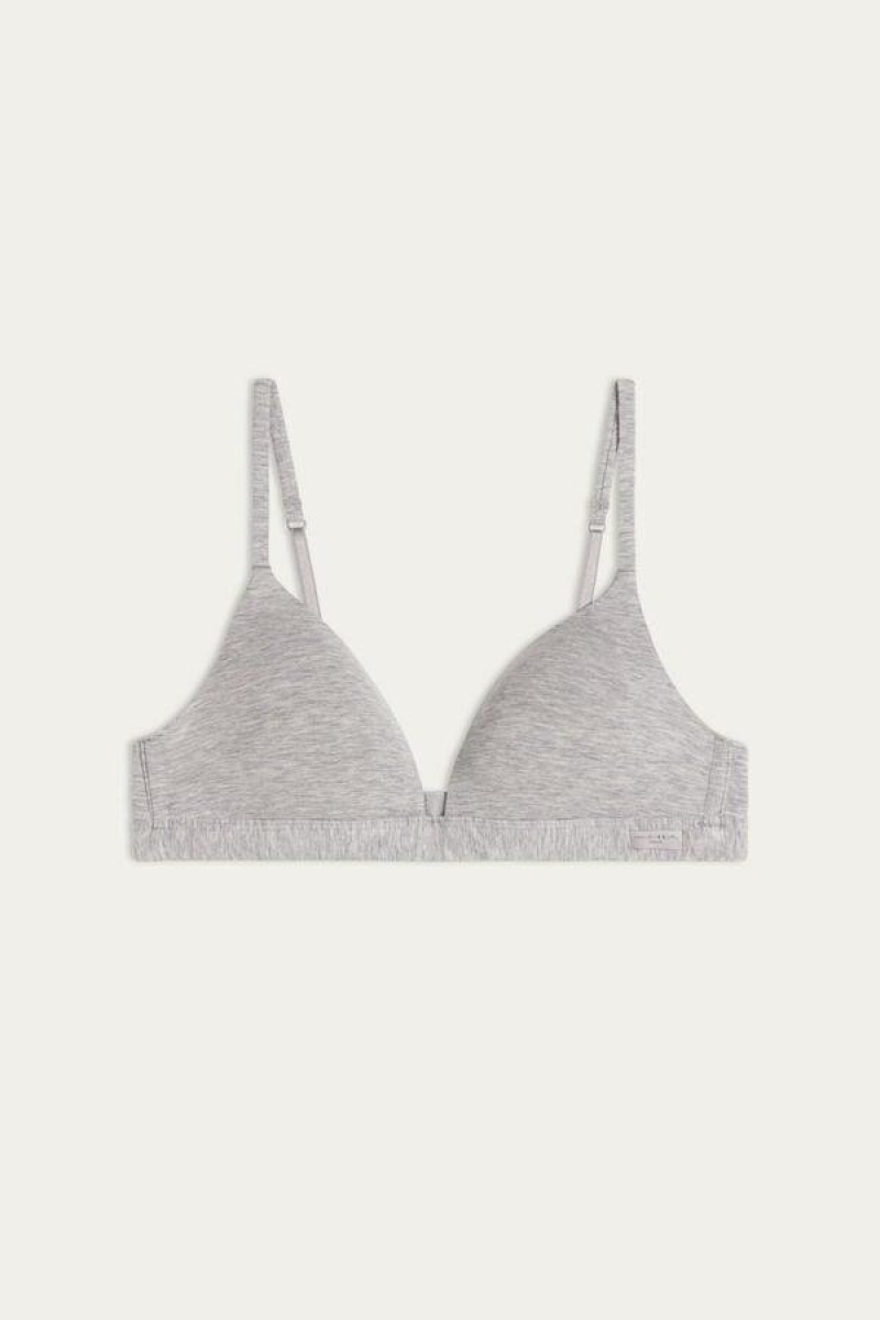 Intimissimi Tiziana Triangle in Cotton Women's Bras Light Grey | USA 1180DNN