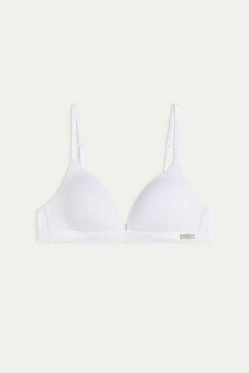 Intimissimi Tiziana Triangle in Cotton Women's Bras White | USA 1182GLQ