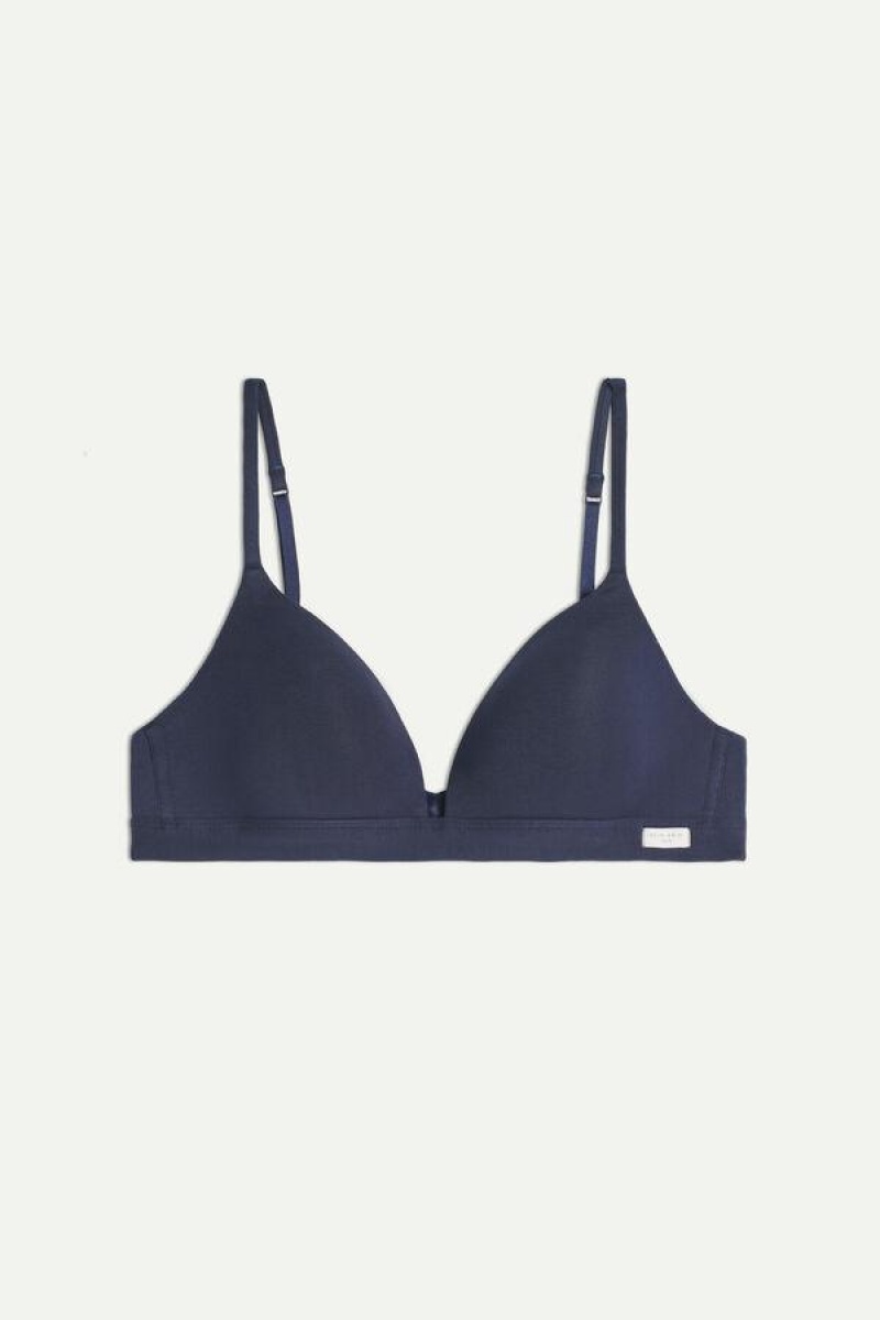 Intimissimi Tiziana Triangle in Cotton Women's Bras Blue | USA 1424VDO