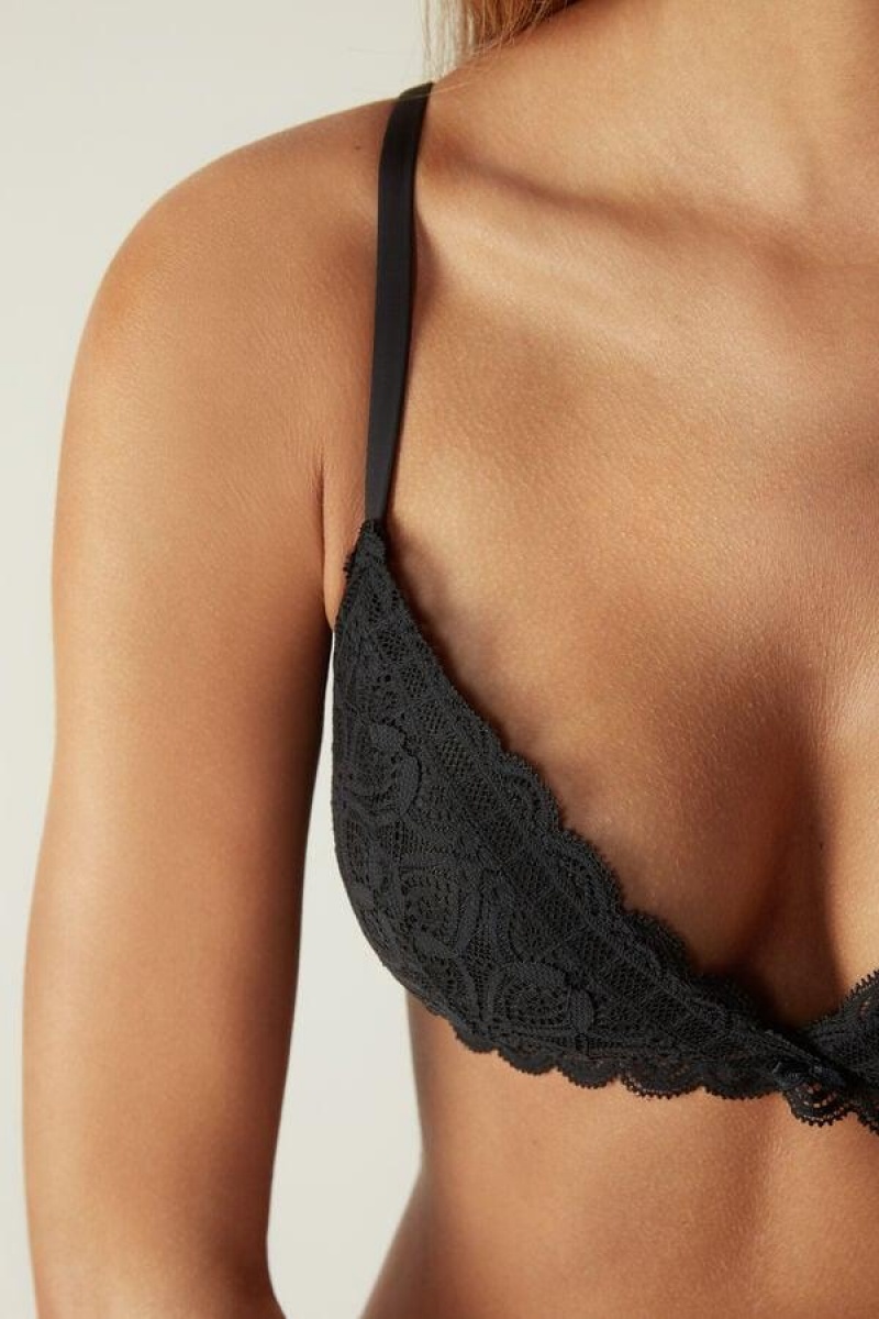 Intimissimi Tiziana Triangle in Lace Women's Bras Black | USA 1134LHT