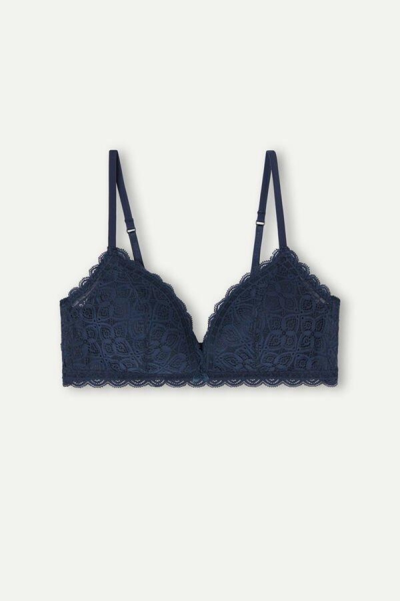 Intimissimi Tiziana Triangle in Lace Women's Bras Blue | USA 1174UTL