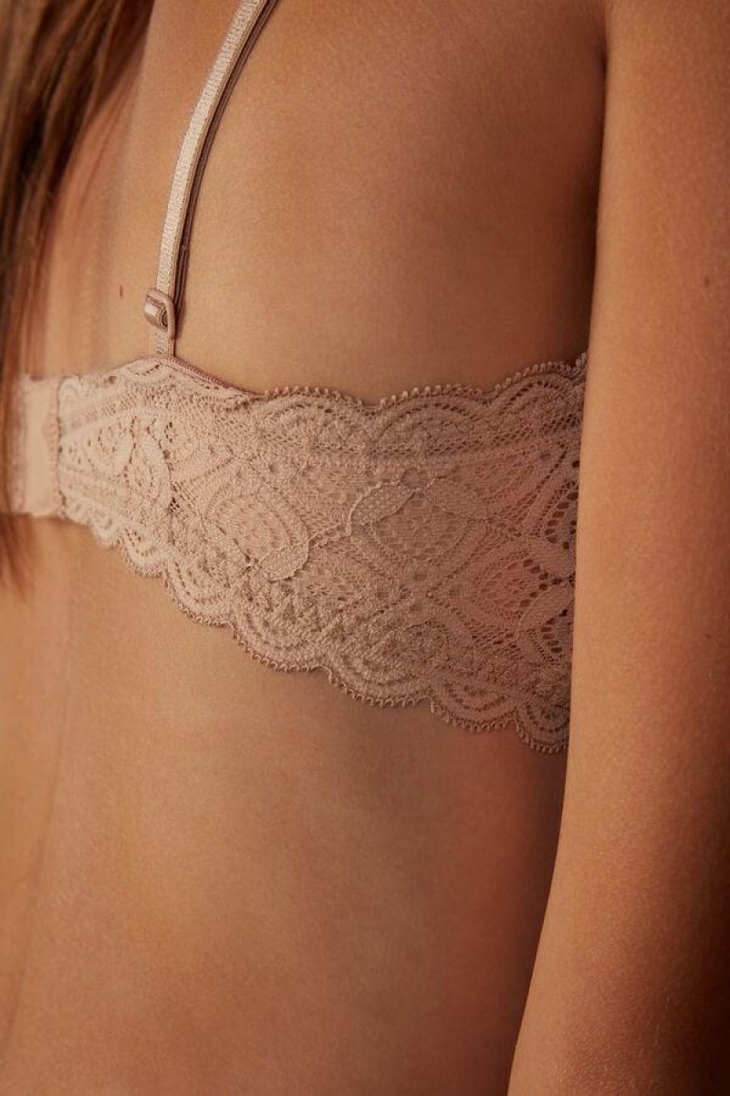 Intimissimi Tiziana Triangle in Lace Women's Bras Beige | USA 1175ISZ