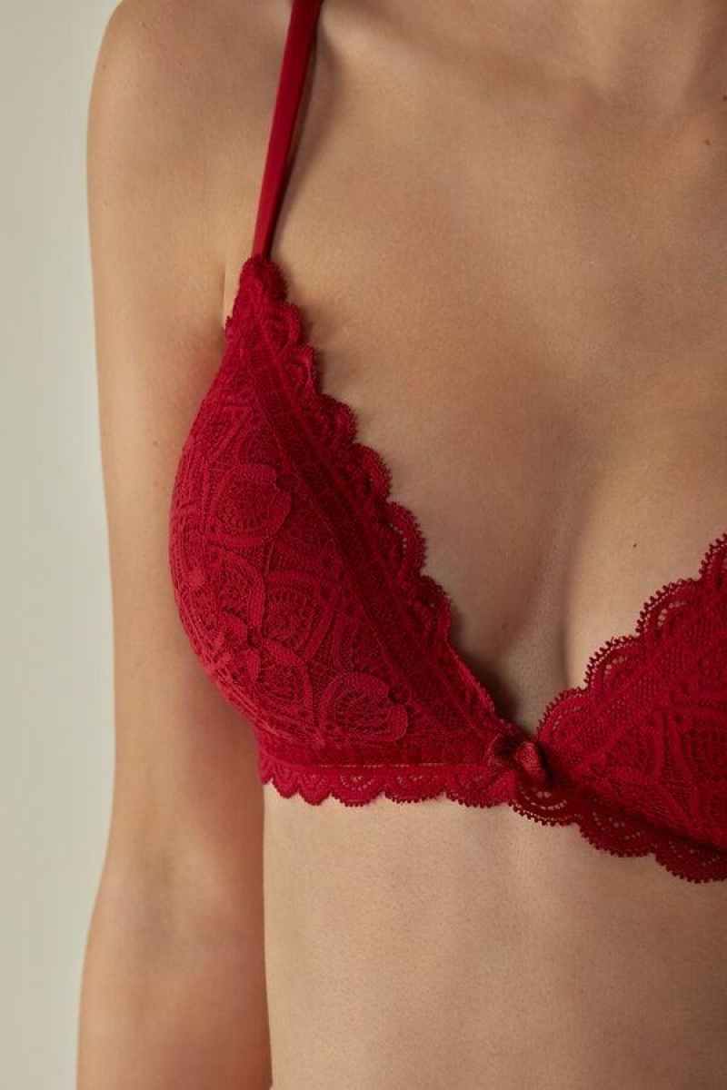 Intimissimi Tiziana Triangle in Lace Women's Bras Red | USA 1399BCP