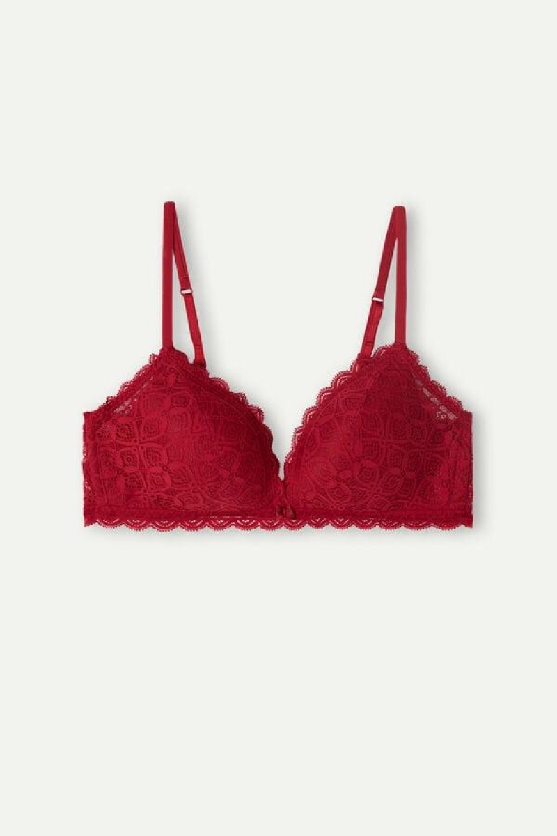 Intimissimi Tiziana Triangle in Lace Women's Bras Red | USA 1399BCP